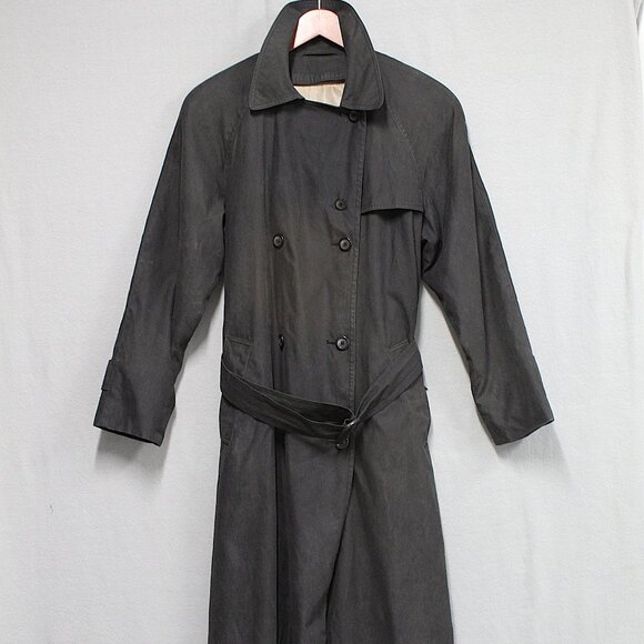 VTG  London Fog Black Trench Coat Rain  Winter coat double breasted lined 10P - Picture 1 of 16